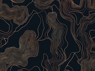 Wall Mural - Gold moving lines on a black background in an abstract style