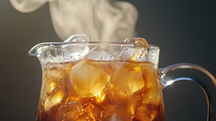 Sticker - Glass Pitcher Filled with Iced Tea and Steam