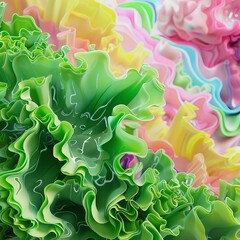 Poster - Abstract green and colorful wavy background.