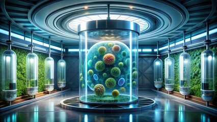 Aufkleber - Artificial cell capable of ingesting, processing, and eliminating organic materials designed in rendering, artificial