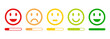 © Technical Tiger - rating emojis set in different colors outline, feedback emoticons collection, happy, neutral, sad and very sad emojis, flat icon set of rating and feedback emojis icons color outline, emoji