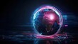 © Koborixgen - Digital globe with glowing neon lines on dark background.