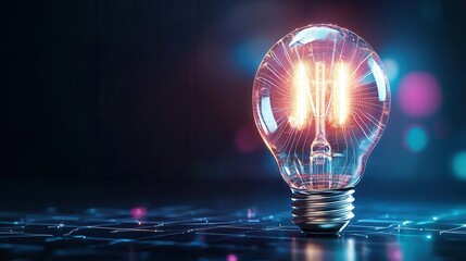 Glowing light bulb with sparks, representing inspiration and innovation.