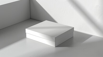 Fototapete - A basic, unbranded gadget box mockup with clean lines and a blank label space, placed on a smooth,