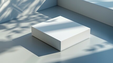 Fototapete - A basic, unbranded gadget box mockup with clean lines and a blank label space, placed on a smooth,