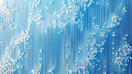 Aufkleber - A creative depiction of random ASCII symbols in white and light grey, arranged in abstract formations over a vibrant blue backdrop, giving the appearance of a retro digital screen