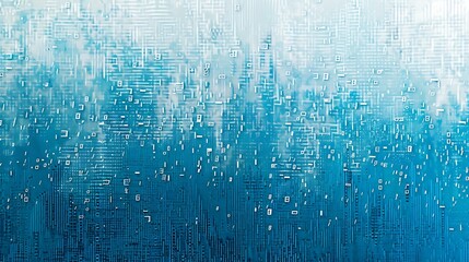 Poster - A creative depiction of random ASCII symbols in white and light grey, arranged in abstract formations over a vibrant blue backdrop, giving the appearance of a retro digital screen