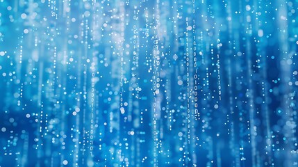 Poster - A creative depiction of random ASCII symbols in white and light grey, arranged in abstract formations over a vibrant blue backdrop, giving the appearance of a retro digital screen