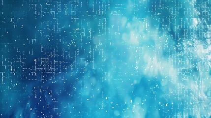 Poster - A creative depiction of random ASCII symbols in white and light grey, arranged in abstract formations over a vibrant blue backdrop, giving the appearance of a retro digital screen