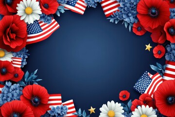 Wall Mural - Patriotic Floral Frame