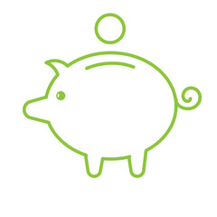 piggy bank vector with a dollar coin illustration on a white background