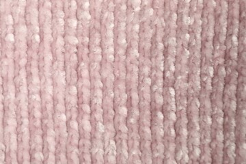 Sticker - Texture of pink knitted fabric as background, top view