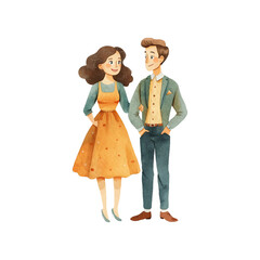 couple celebrate wedding anniversary vector illustration in watercolor style