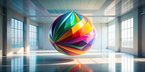 Fototapete - Abstract colorful shape floating in space, colorful, abstract, shape,render, vibrant, geometric, design,artistic, gradient