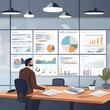 © Eihara - Profissional Analisando Gráficos de Gerenciamento de Projetos em Escritório Moderno