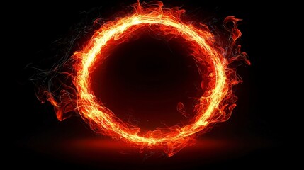 Poster - Flaming Emblem in Open Space, a vibrant symbol of passion and energy, glowing brightly against a serene backdrop, embodying movement and intensity in a tranquil setting