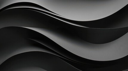 Poster - Monochrome Geometric Abstraction, a striking arrangement of black paper shapes creating a bold composition, emphasizing form and space in a minimalist aesthetic.