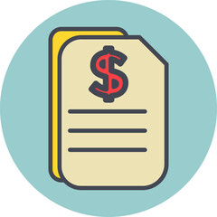 Wall Mural - Dollar Document Vector Icon