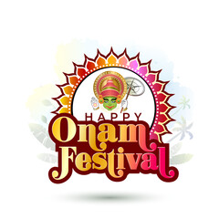 Wall Mural - Happy Onam festival Logo design vector illustration. Onam is a festival in Kerala, India.