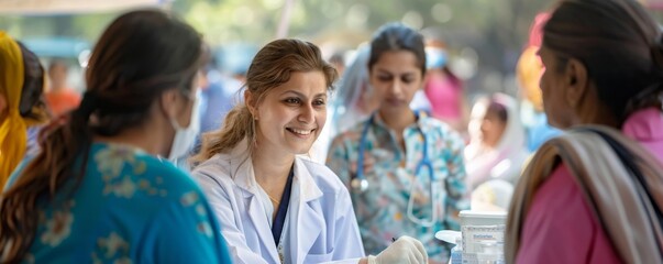 A team of volunteers offering health screenings, promoting wellness and community outreach.