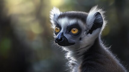 Canvas Print - Close-Up Portrait of a Curious Ring-Tailed Lemur