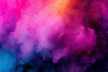 Color powder splash rainbow background paint holi smoke colour . Powder color splash explosion dust ink burst splatter white texture isolated black spray party blue wallpaper with generative ai