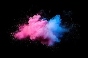 Color powder splash rainbow background paint holi smoke colour . Powder color splash explosion dust ink burst splatter white texture isolated black spray party blue wallpaper with generative ai