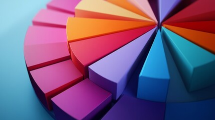 Aufkleber - An animated 3D pie chart rotating slowly, showing different data slices and their proportions in a visually engaging and interactive manner.