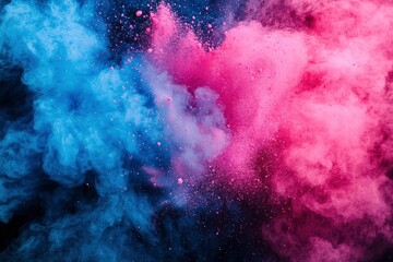 Color powder splash rainbow background paint holi smoke colour . Powder color splash explosion dust ink burst splatter white texture isolated black spray party blue wallpaper with generative ai