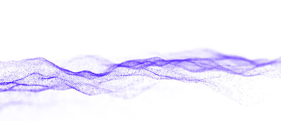Leinwandbilder - Technology blue wave of particles. Big data visualization. Analytics representation. Digital background. 3d rendering.