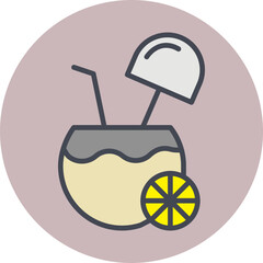 Sticker - Coconut Drink Vector Icon