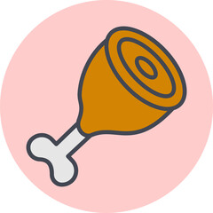 Sticker - Meat Vector Icon