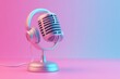© vanzerim - Retro Microphone and Headphones on Pink Background