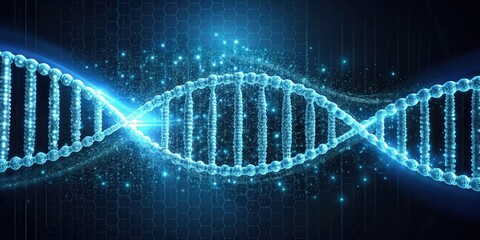 Poster - artificial intelligence concept of dna molecule converted into binary code with modified genes, depi