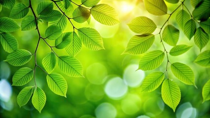 Poster - Green leaves in a natural setting during summer, perfect for an ecology wallpaper background, green, leaves, nature, summer