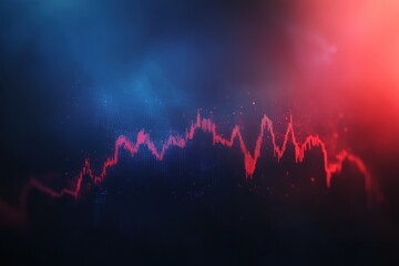 Poster - Red Line Chart on Dark Background