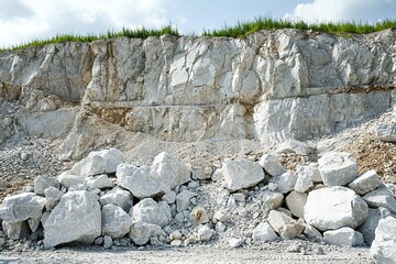 Limestone in quarry, limestone mining for cement plant.generative ai