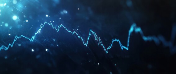 Poster - Abstract Blue Line Graph, Stock Market Chart, Business Data Visualization