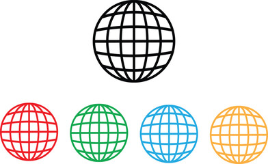 Fototapete - Colorful globe icon set in different colors . Planet icon vector