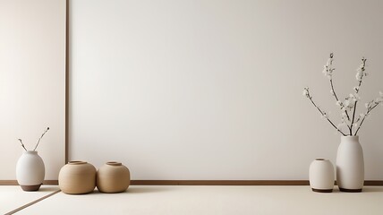 Aufkleber - serene minimalist japanese-inspired backdrop featuring a pure white tone, evoking a sense of cleanli