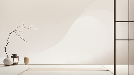 Aufkleber - serene minimalist japanese-inspired backdrop featuring a pure white tone, evoking a sense of cleanli
