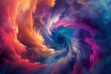 Poster - A vibrant display of colorful swirls gracefully fills the sky, creating a mesmerizing and dynamic visual experience, Create a swirling vortex of colors that blend seamlessly. AI generated