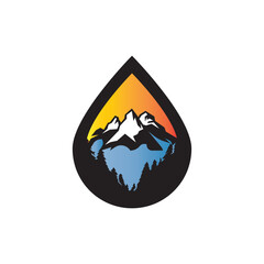 Canvas Print - set of mountain water drop logo vector icon illustration design