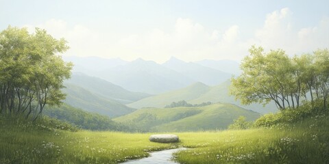 Poster - A tranquil setting by a gurgling brook, symbolizing profound love and the gentle movement of heartfelt energy.