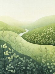 Poster - A serene river meanders through vibrant foliage, encouraging profound reflection and an exploration of inner calm.