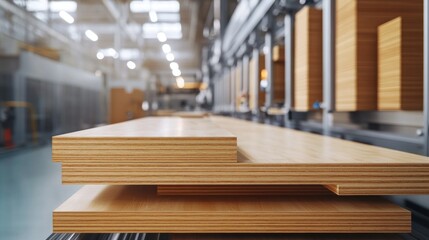 Wall Mural - Stack of Plywood Sheets in Factory