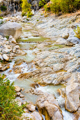 Rapids on river in canyon not far from the city Kemer. Antalya province, Turkey