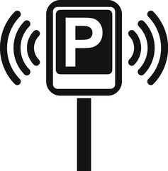 Poster - parking sensor emitting a signal, indicating available parking spaces for efficient city management