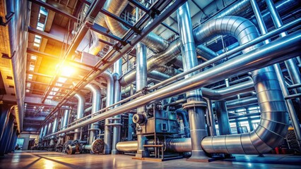 Poster - Industrial power plant equipment, cables, and piping , industrial, power plant, equipment, cables