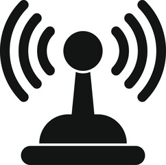 Poster - Simple icon representing wireless communication, featuring radio waves transmitting data